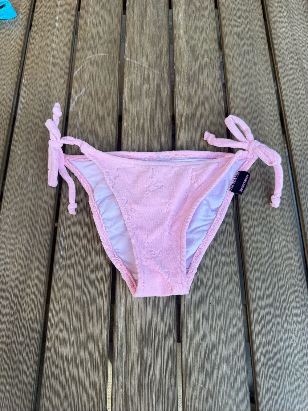 Skechers Pink Flamingo Textured Side Tie Bikini Bottoms Women's Small
